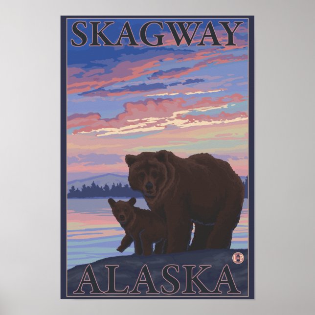 Bär und Cub - Skagway, Alaska Poster (Vorne)