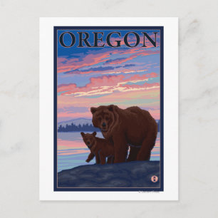 Bär und Cub - Vintage Travel Poster Postkarte