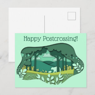 Bär und Cube aus Papier Postkarte