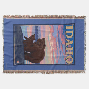 Bär und CubIdahoVintage Reise-Plakat Decke