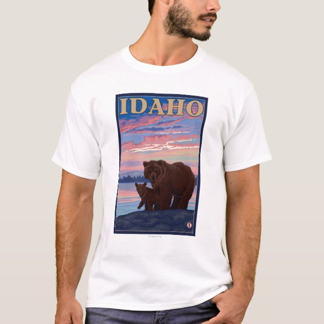 Bär und CubIdahoVintage Reise-Plakat T-Shirt (Vorderseite)