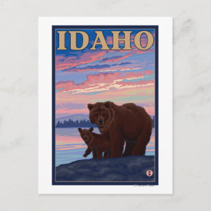 Bär und CubIdahoVintage Reiseplakat Postkarte