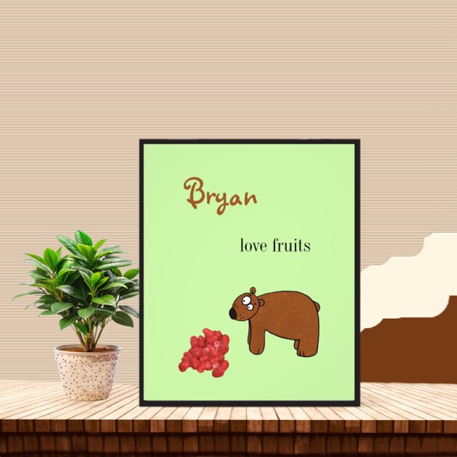 Bär und Himbeere Fotodruck (Von Creator hochgeladen)