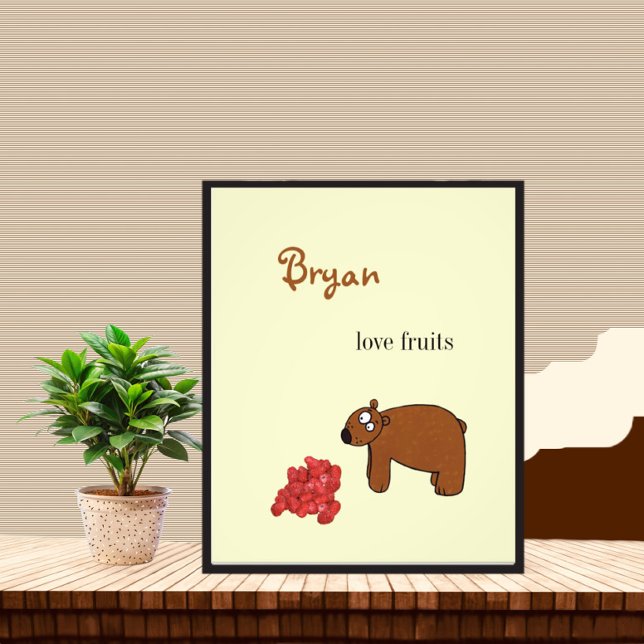 Bär und Himbeere Fotodruck (Von Creator hochgeladen)