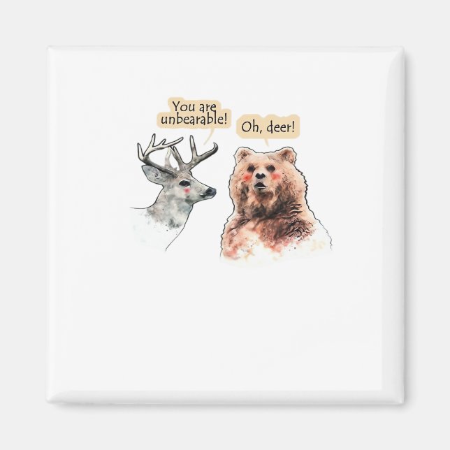 Bär und Hirsch Gespräch Lustiges Wildtier-Design  Magnet (Vorne)