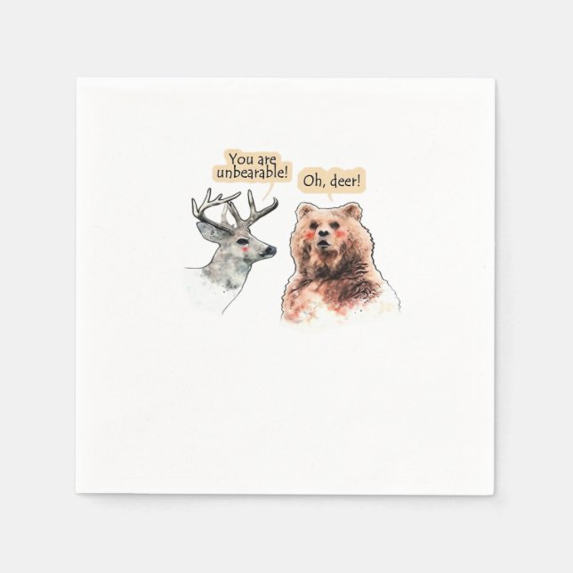 Bär und Hirsch Gespräch Lustiges Wildtier-Design  Serviette (Vorderseite)