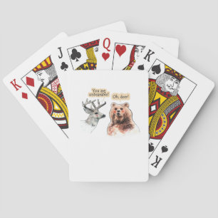 Bär und Hirsch Gespräch Lustiges Wildtier-Design Spielkarten