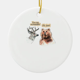 Bär und Hirsch Gespräch Lustiges Wildtier-Ornament Keramik Ornament