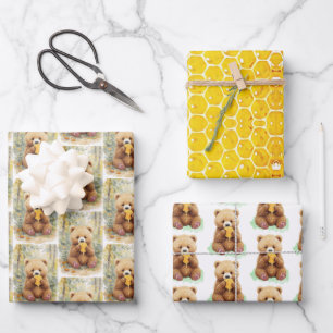 Bär und Honig-Baby-Party Geschenkpapier Set