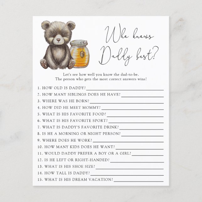 Bär und Honig - Wer kennt Daddy am besten (Vorderseite)