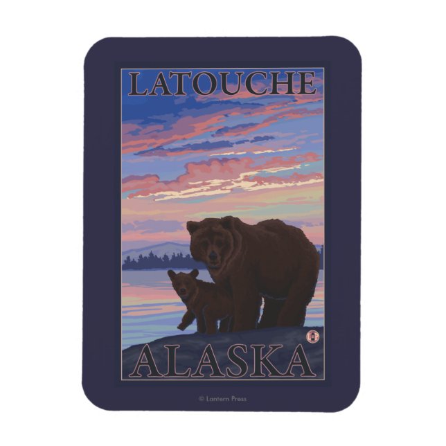 Bär und Keule - Latouche, Alaska Magnet (Vertikal)