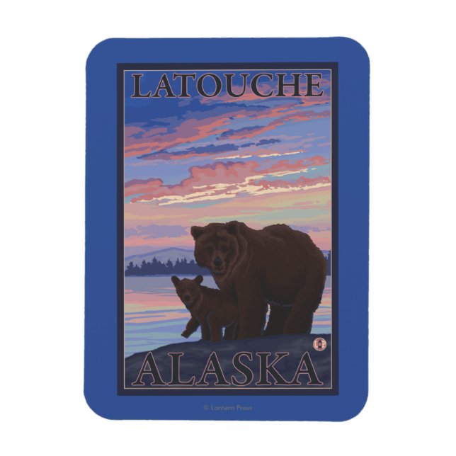 Bär und Keule - Latouche, Alaska Magnet (Vertikal)
