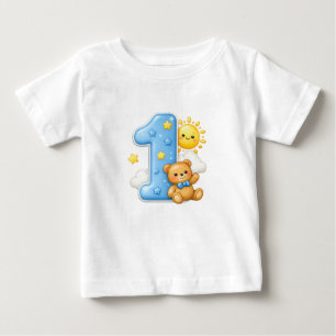 Bär und Sonne Erstes 1. Geburtstags-Baby-Shirt Baby T-shirt