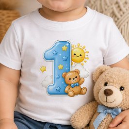 Bär und Sonne Erstes 1. Geburtstags-Baby-Shirt Baby T-shirt