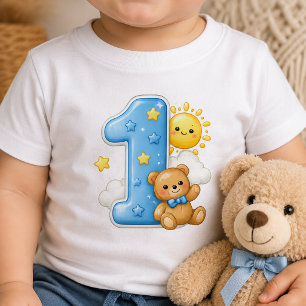 Bär und Sonne Erstes 1. Geburtstags-Baby-Shirt Baby T-shirt