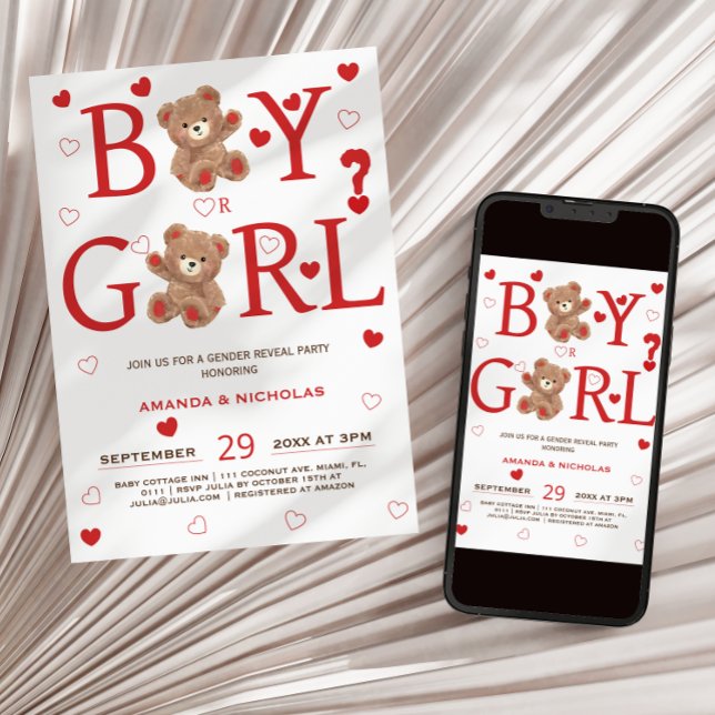 Bär- und Valentinherzen Einladung (Von Creator hochgeladen)