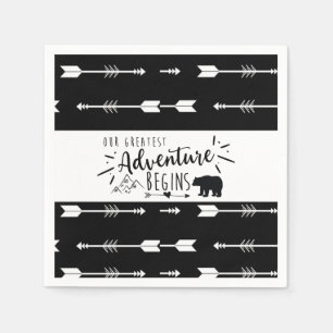 Bär Unser Bester Adventure Black and White Pfeil Serviette