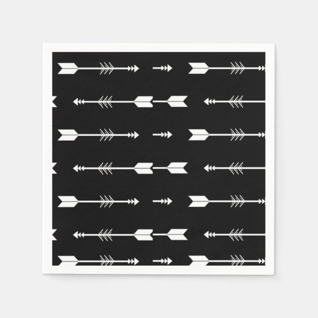 Bär Unser Bester Adventure Black and White Pfeil Serviette (Vorderseite)