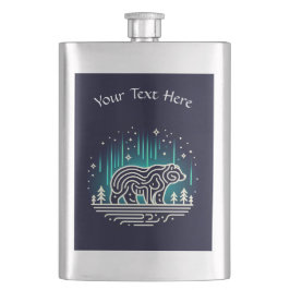 Bär unter Aurora Lights Flachmann