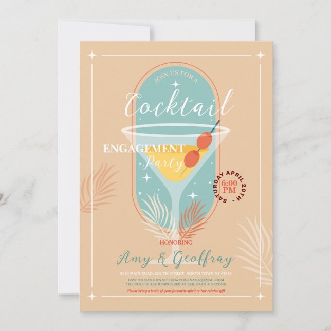 Bar Verlobung Cocktail Party Einladung (Vorderseite)