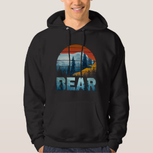 BÄR VINTAGE NATUR WILD WALD SONNENUNTERGANG HOODIE