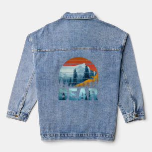 BÄR VINTAGE NATUR WILD WALD SONNENUNTERGANG JEANSJACKE