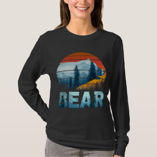 BÄR VINTAGE NATUR WILD WALD SONNENUNTERGANG T-Shirt