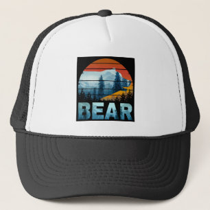 BÄR VINTAGE NATUR WILD WALD SONNENUNTERGANG TRUCKERKAPPE