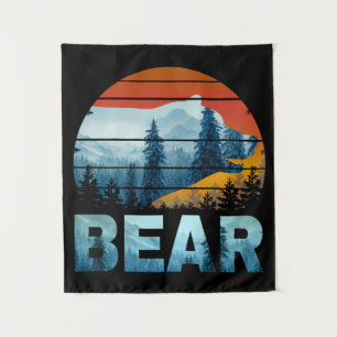 BÄR VINTAGE NATUR WILD WALD SONNENUNTERGANG WANDTEPPICH