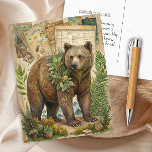 Bär Vintage Rustikale Wald Natur Wildtiere  Postkarte