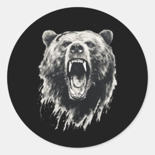 Bär Vintage Wütender Grizzlybär Wandern Camping Ca Runder Aufkleber