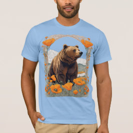Bär von Kalifornien in Mohnlandschaft T-Shirt