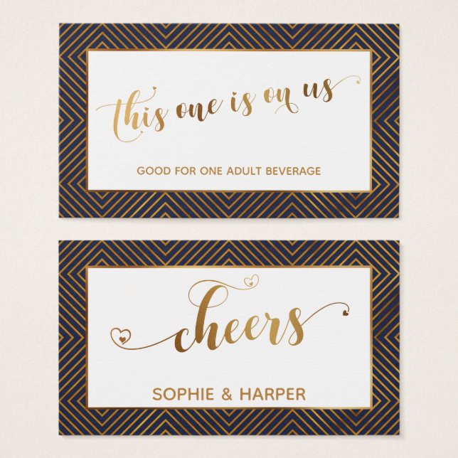 Bar Vouchers, Gold Hearts Script, Diamonds, Marine (Vorne & Hinten)