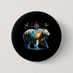 Bär Wandern Grizzly Bär Camping Camper Button