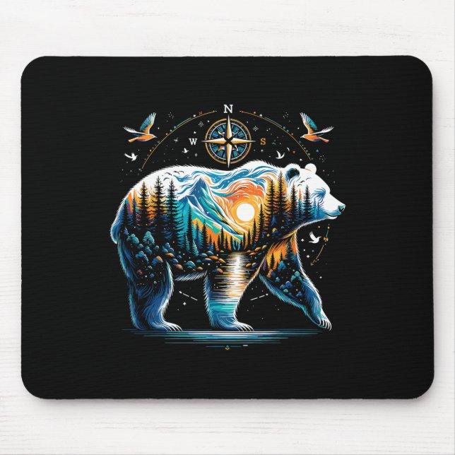 Bär Wandern Grizzly Bär Camping Camper  Mousepad (Vorne)