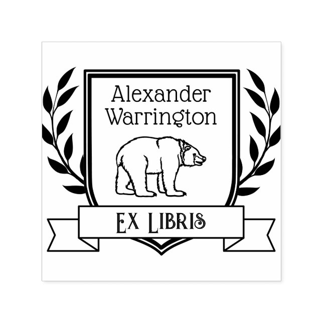 Bär Wappen Ribbon Ex Libris Bibliotheksname Permastempel (Design)