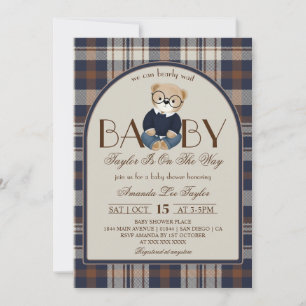 Bär wartet kaum Luxus Junge Babyparty Einladung