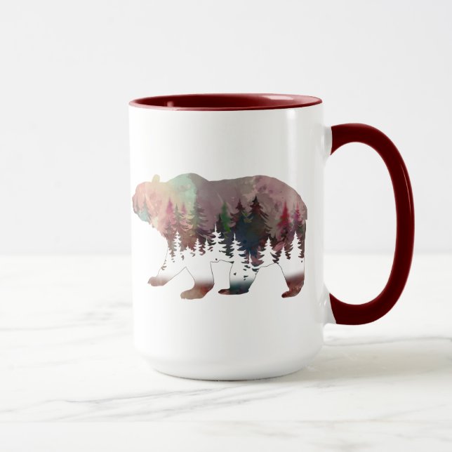 Bär Wasserfarbe Mehrfarbig Wilde Leben Tasse (Rechts)