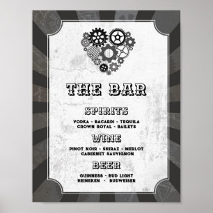 Bar Wedding Steampunk Wedding Hearts Cogs Poster