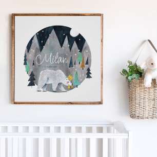 Bär Winter Berge Mond Poster