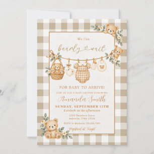 Bär Wir können es kaum erwarten, Baby Shower im He Einladung