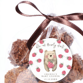 Bär - wir können frühzeitig die Babydusche warten Runder Aufkleber