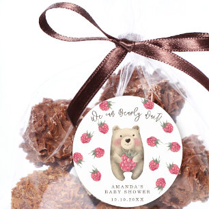 Bär - wir können kaum warten Baby Shower Runder Aufkleber