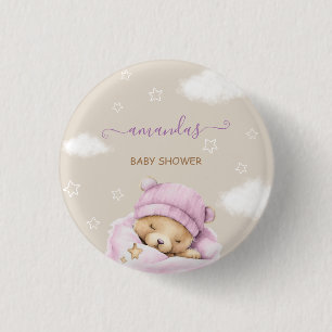 Bär Wolken Baby Mädchen Shower  Button