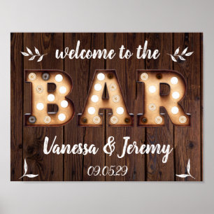 Bar-Zeichen für Vintage Bullen Poster