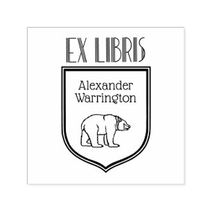 Bär Zeichnung Art Deco Wappen Ex Libris Buchname Permastempel