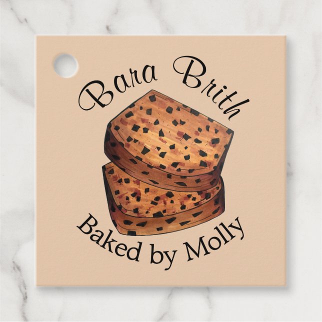 Bara Brith Wales Welsh Bread Fruit Loaf gebacken v Geschenkanhänger (Vorderseite)