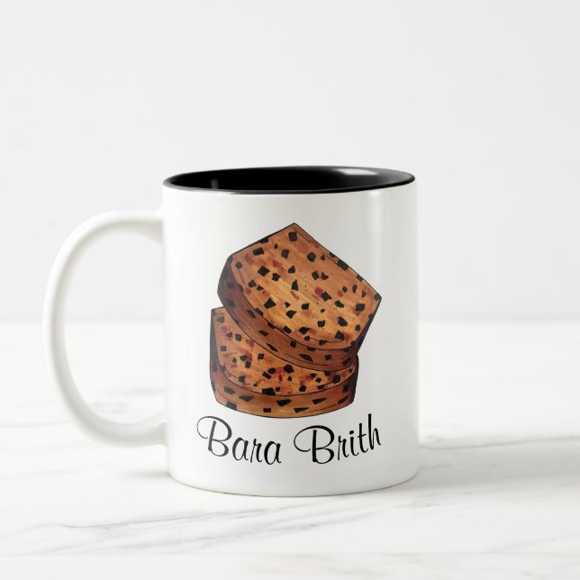 Bara Brith Wales Welsh Brot Frucht Loaf Backen Zweifarbige Tasse (Links)