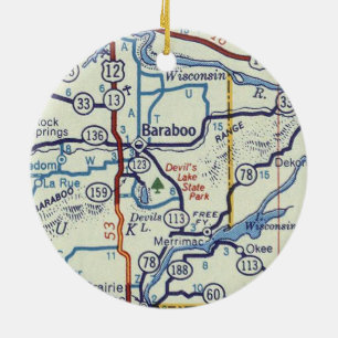 Baraboo WI Vintage Karte Keramik Ornament