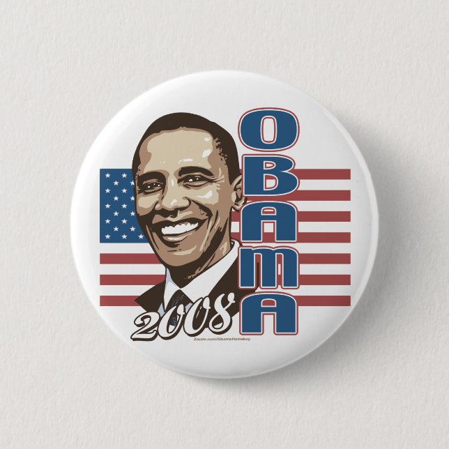 Barack 2008 Flaggen-Knopf Button (Vorderseite)
